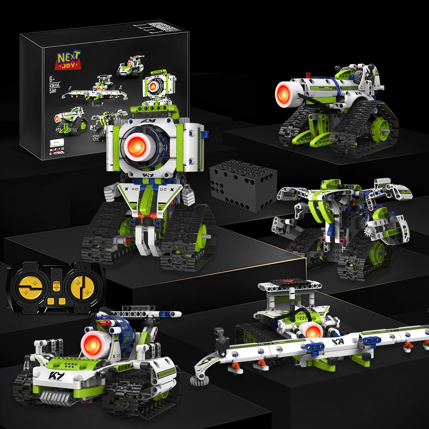 NEXTJOY STEM Robot Building Kit for Kids 8-12 | 5-in-1 Remote & App Programmable Set