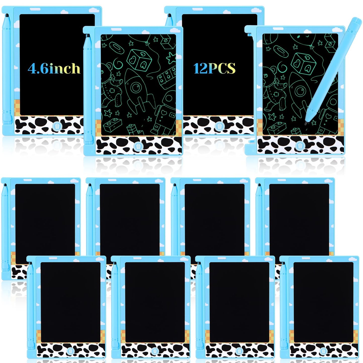 Nezyo 12-Pack LCD Writing Tablets for Kids - 4.6'' Mini Drawing Boards for Party Favors