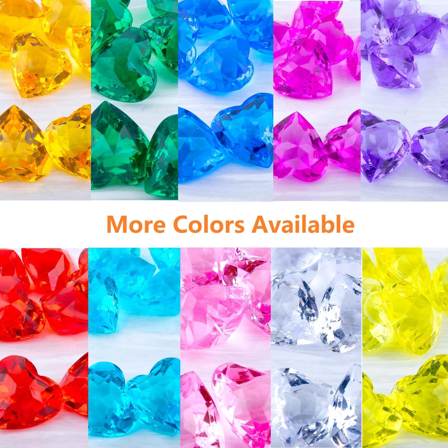 Niceup 30pcs Heart Gemstones – 1.57in Acrylic Heart Diamonds for Pool Toys & Mermaid Treasure Hunts