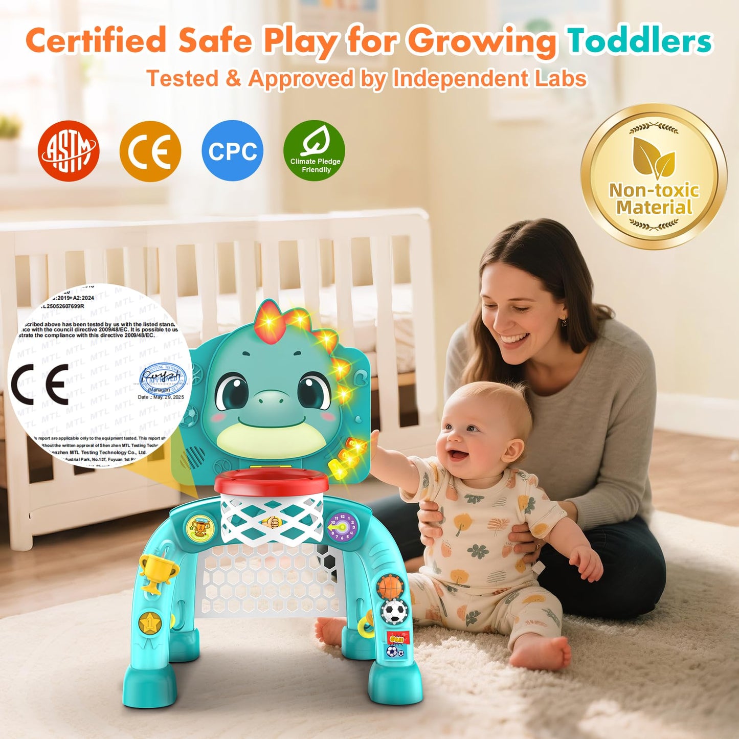 Nicmore Dinosaur 4-in-1 Kids Sports Toy – Indoor/Outdoor Play for Ages 1-3