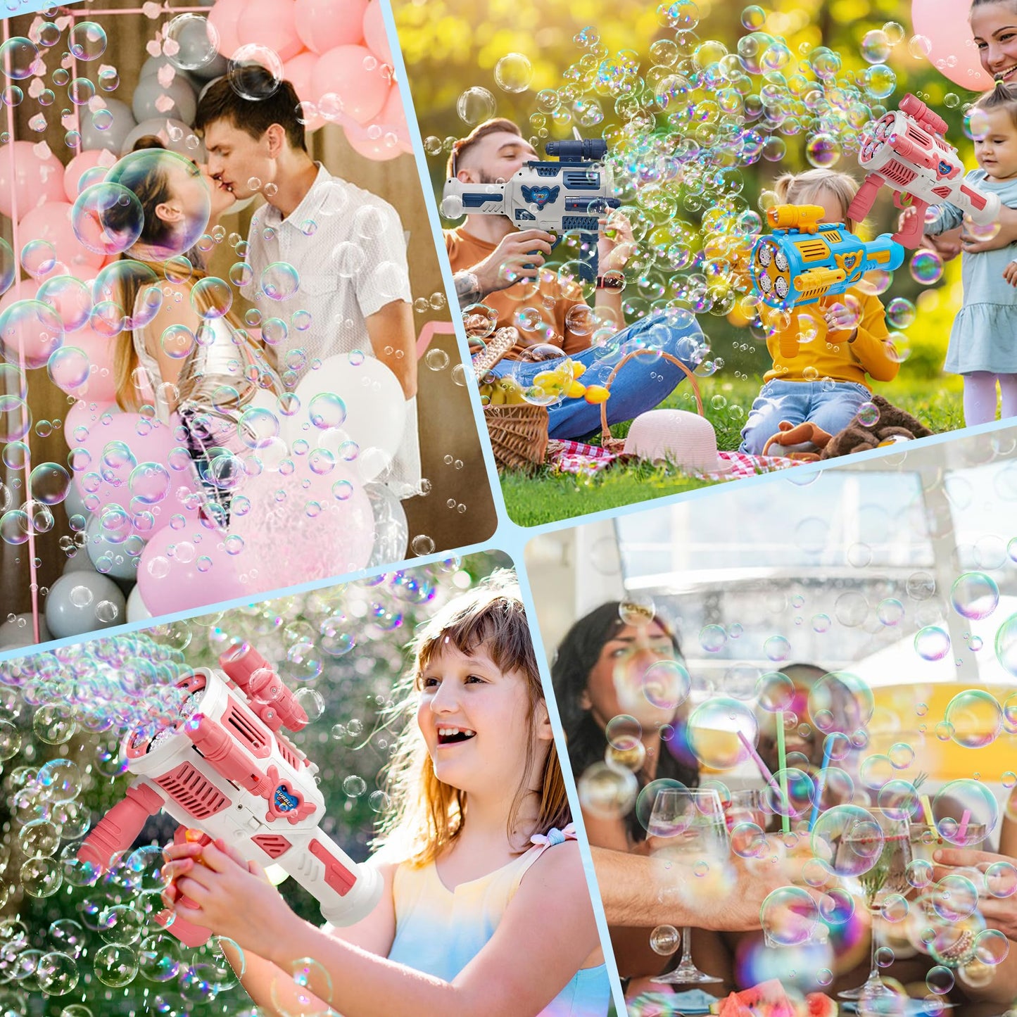Nicojoy Bubble Gun with Upgraded 4-Fan Drives – Automatic Bubble Blower for Kids & Adults