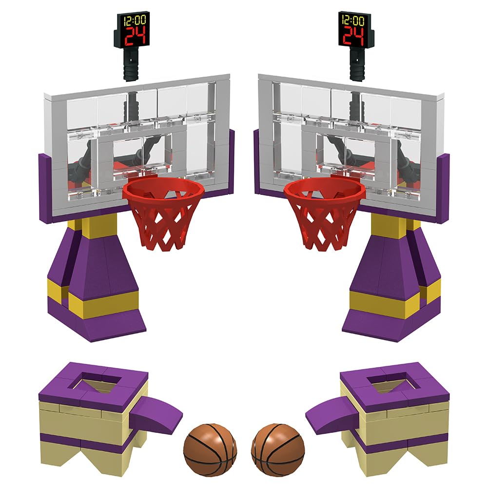 Nicolababe Building Block Education Toy – Basketball Court Baseplates & 2 Stands, Compatible with Major Brands