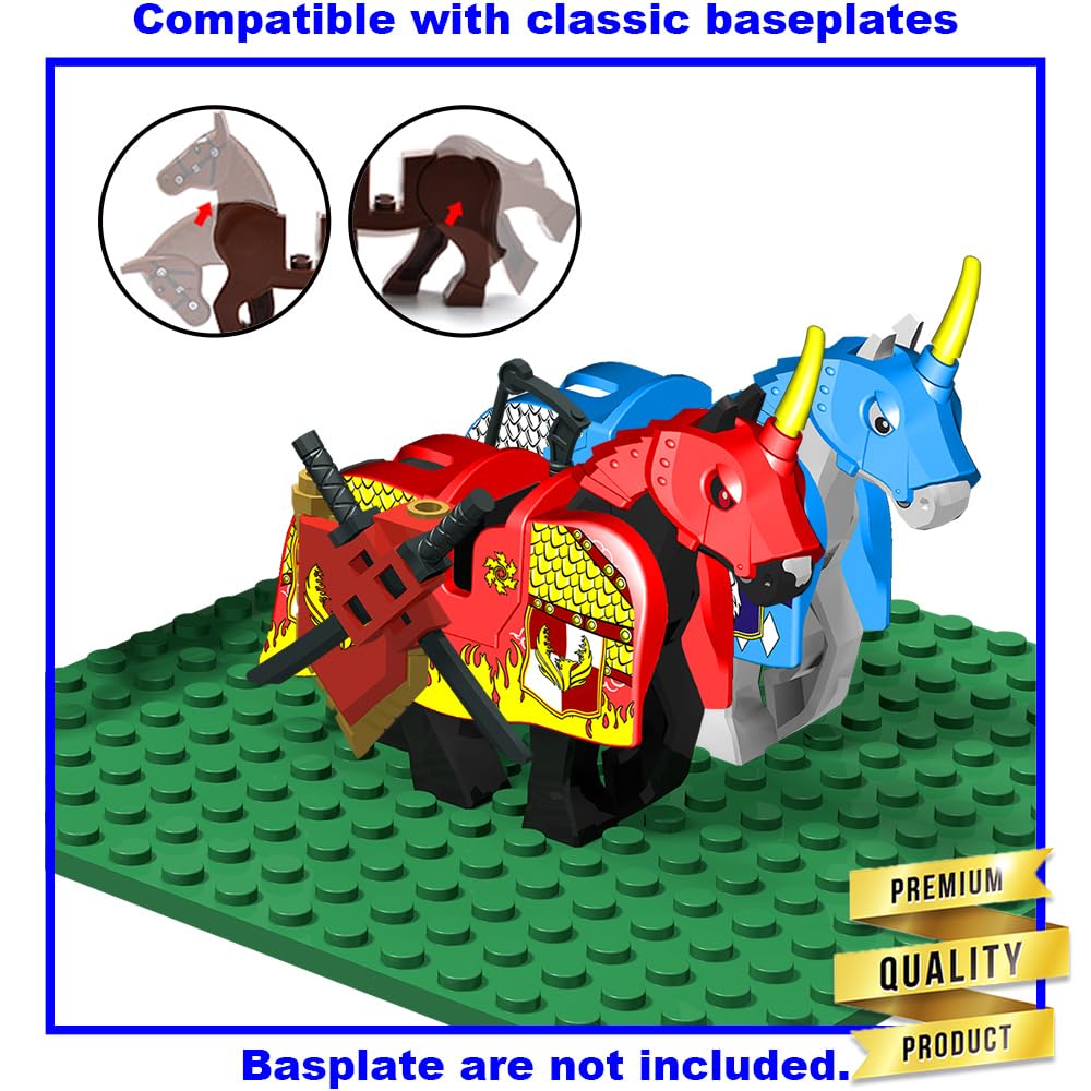 Nicolababe Weapon Pack for Minifigures – Medieval Knight Weapons Set with Horse Carriage, Compatible with All Major Brands