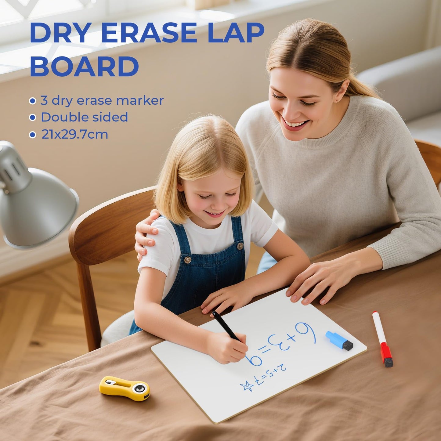 Nicpro 12 x 16 Inches Lapboard – Double-Sided Dry Erase Whiteboard for Kids, Students & Classroom