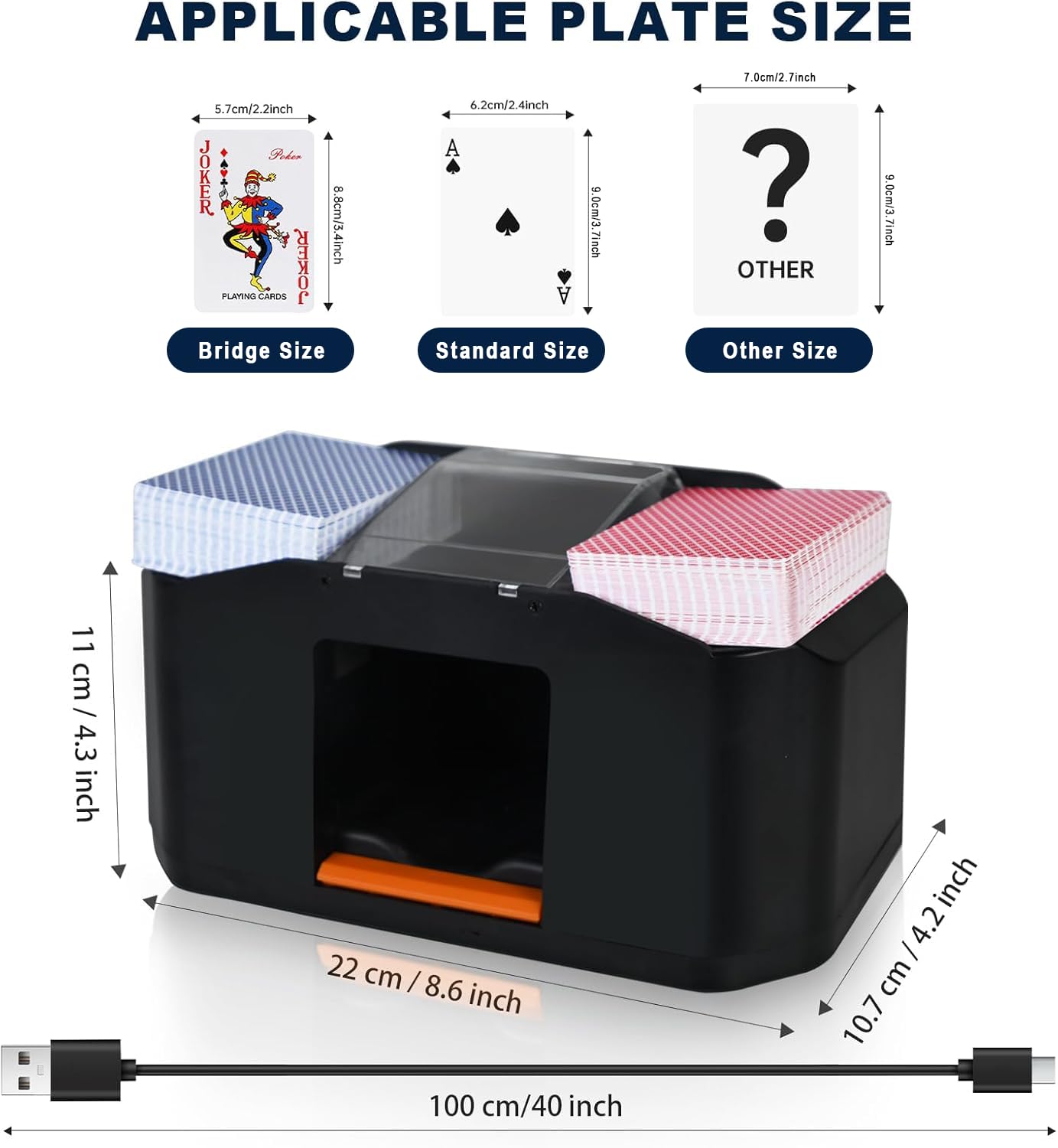 Nileole Rechargeable 2-Deck Card Shuffler | 2000mAh Quiet Electric Shuffler for Poker & Card Games