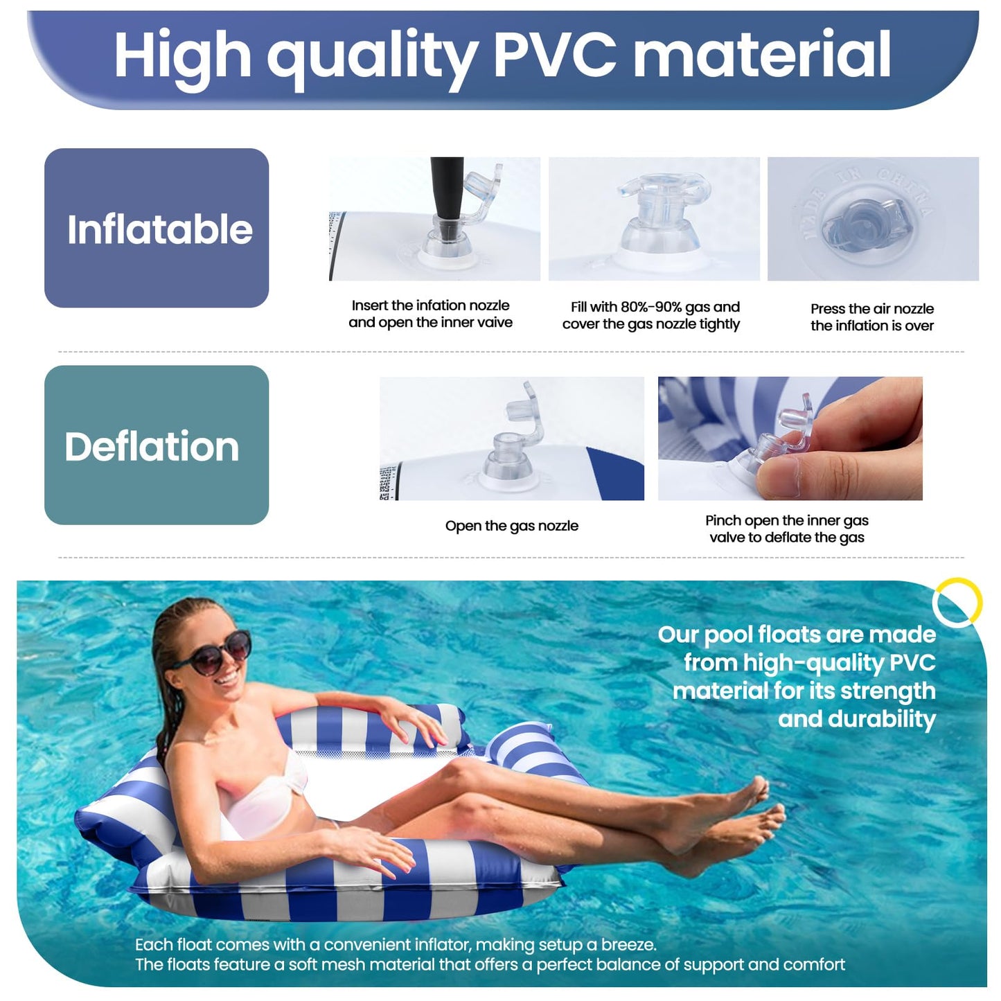 NIMeng Pool Floats for Adults – Summer Water Hammock Inflatable Pool Floaties