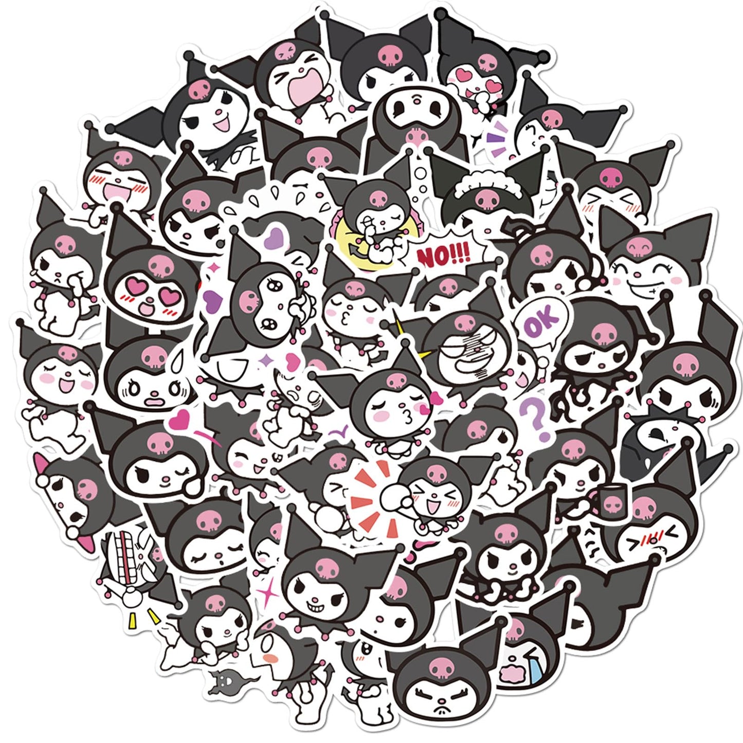 NineGirl Kuromi Stickers Pack – 50 Waterproof Vinyl Decals for Laptops & More