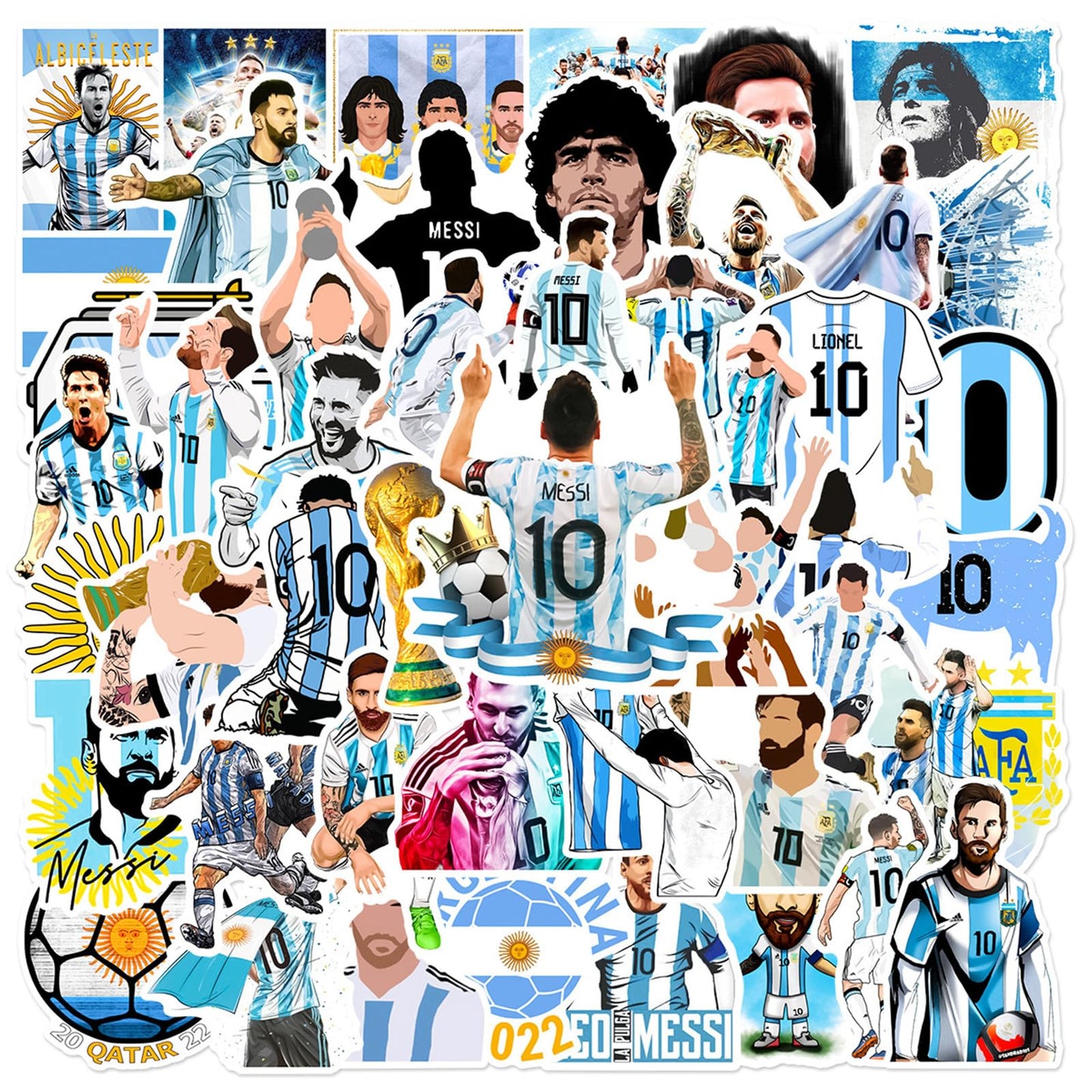 NineGirl Messi Soccer Player Stickers — 50 Pcs Waterproof Vinyl Decals for Laptops, Water Bottles, Notebooks
