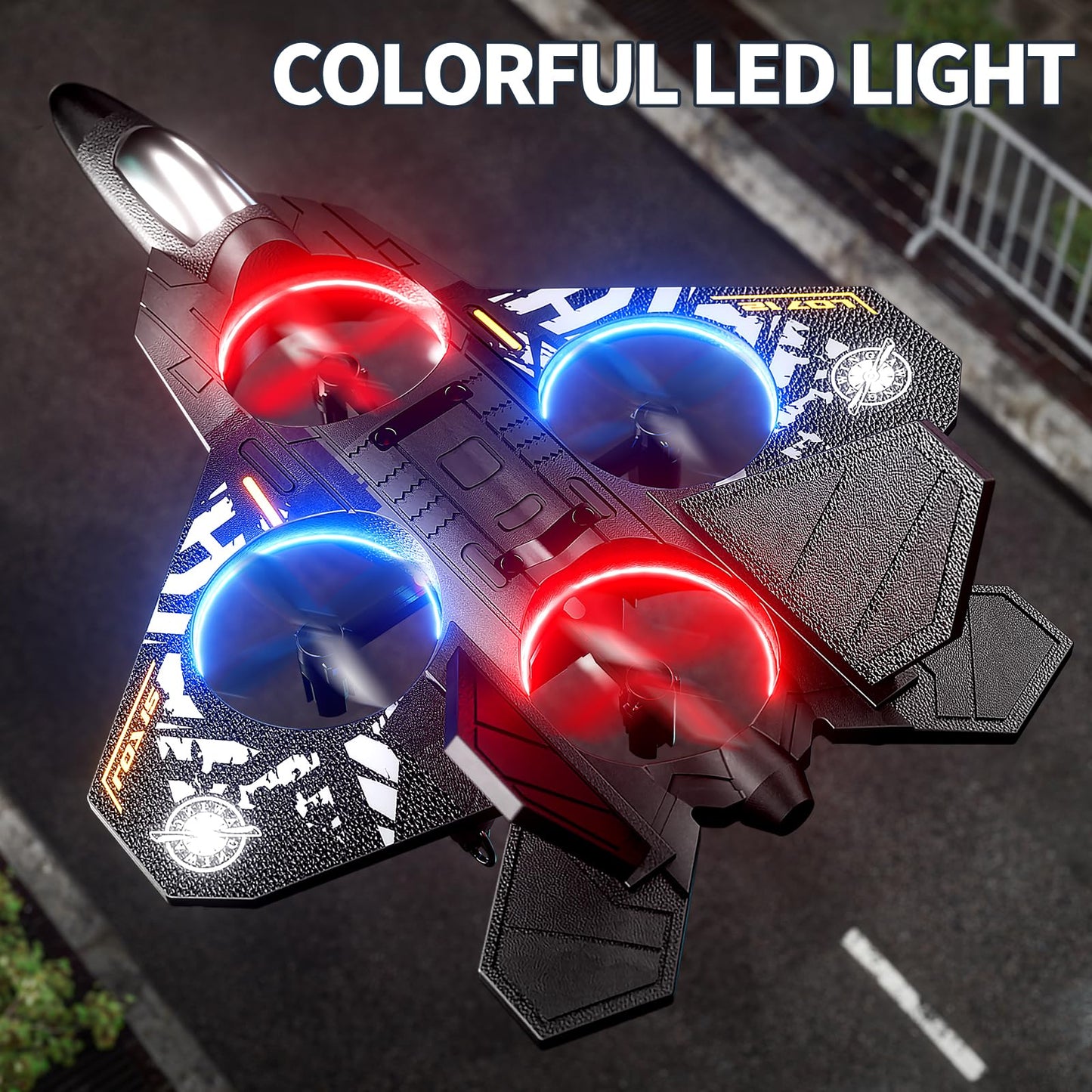 NIPLOOOW Foam RC Airplane for Kids 6-12 — 360° Flip Fighter Jet with Lights & Gravity Sensing