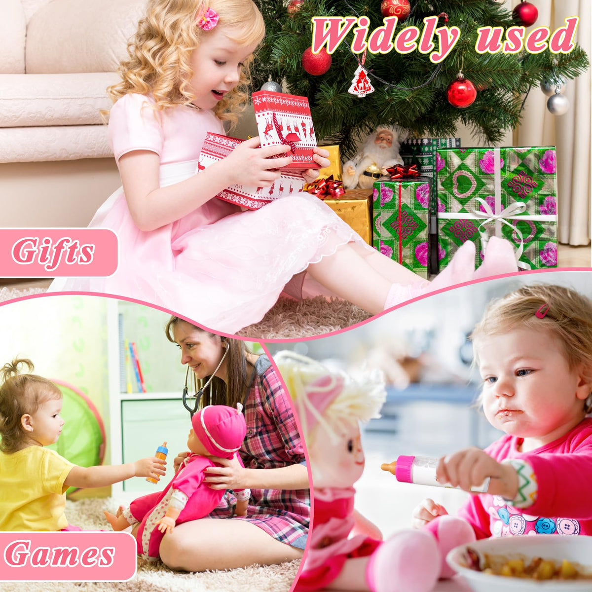 Niurewan 15-Piece Baby Doll Accessories Magic Bottle Set | Pretend Play Feeding Toys