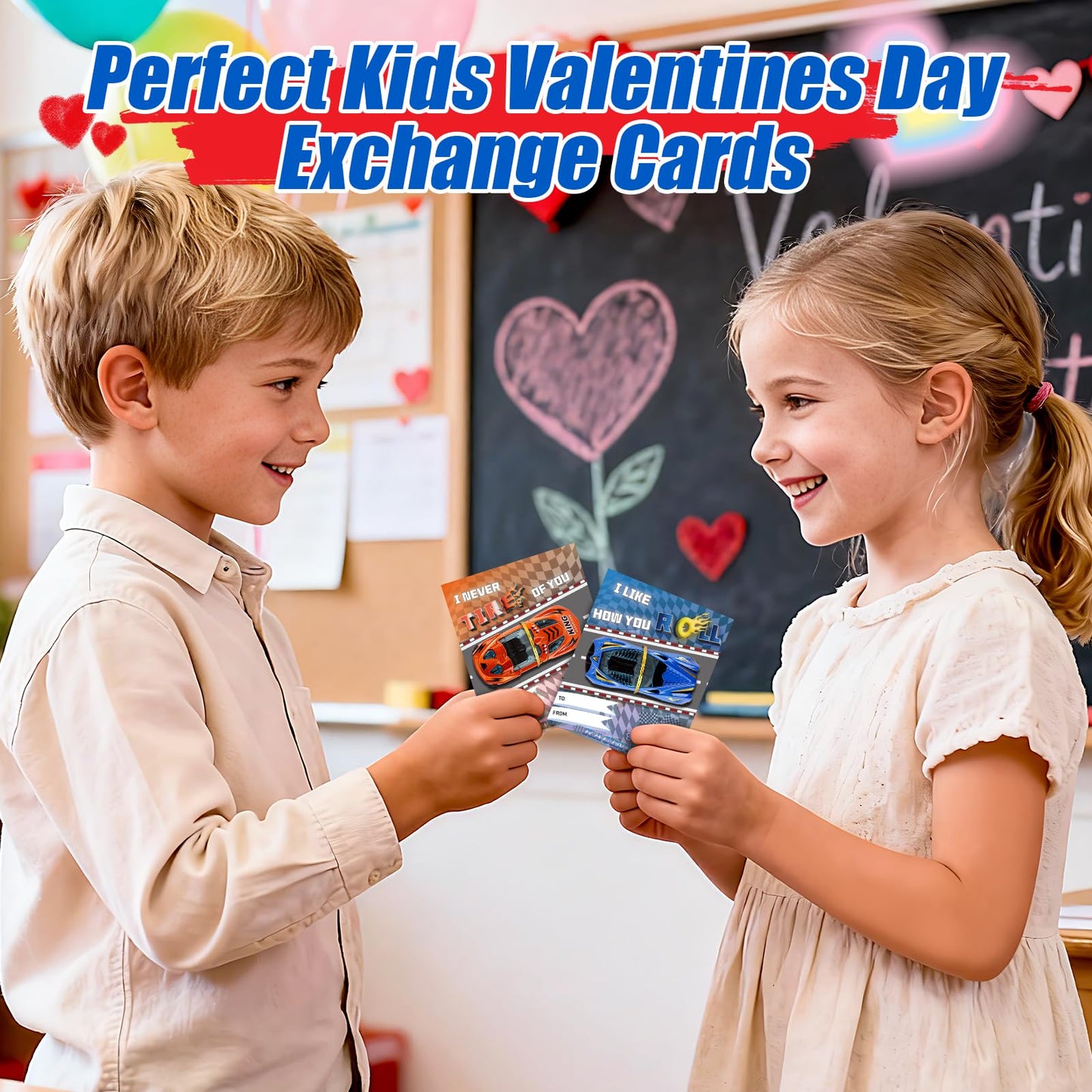NizyDue Valentines Day Cards for Kids with 24 Die-Cast Racing Cars – Classroom Gifts & Party Favors