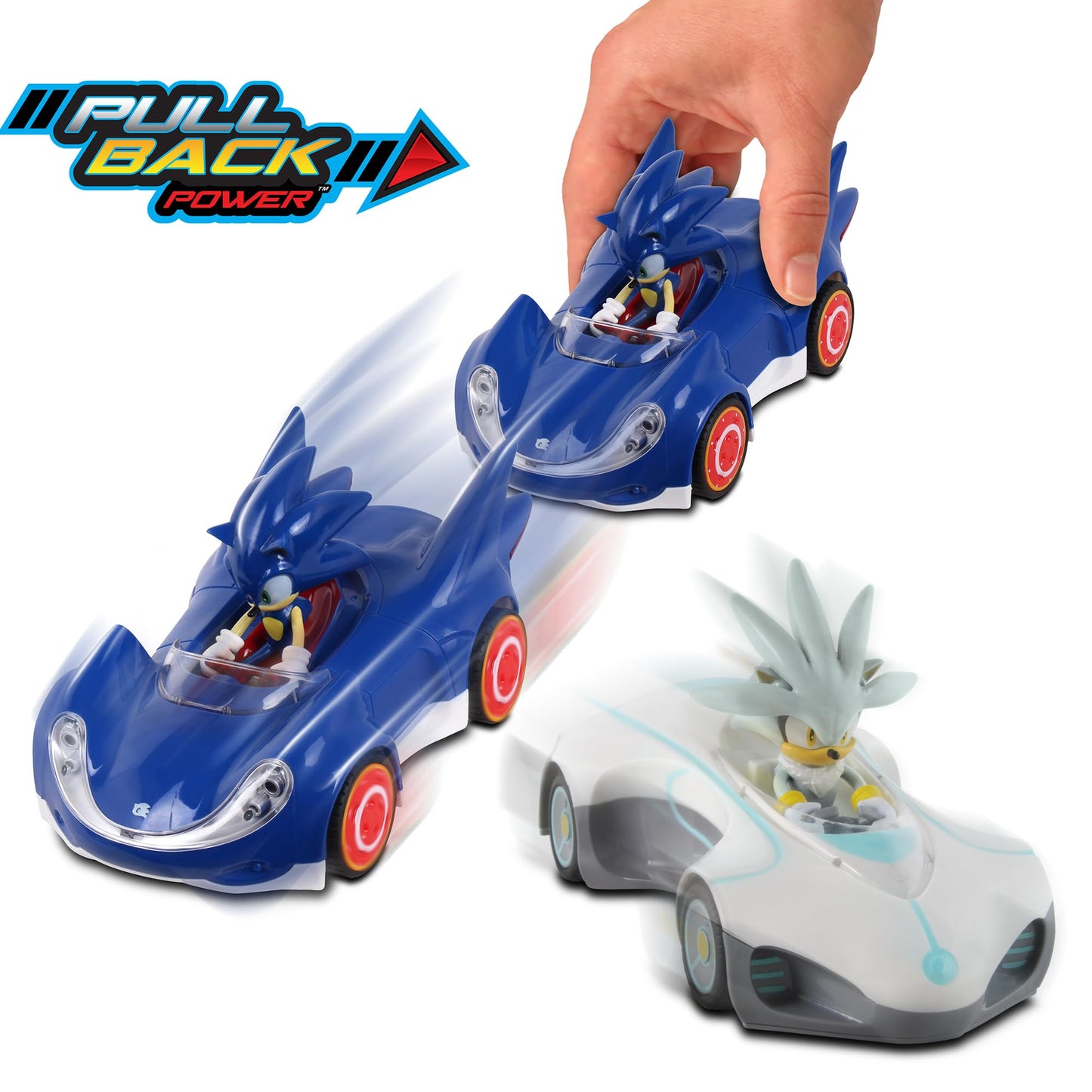 NKOK Sonic The Hedgehog Silver & Sonic Pull-Back Racers – 2-Pack