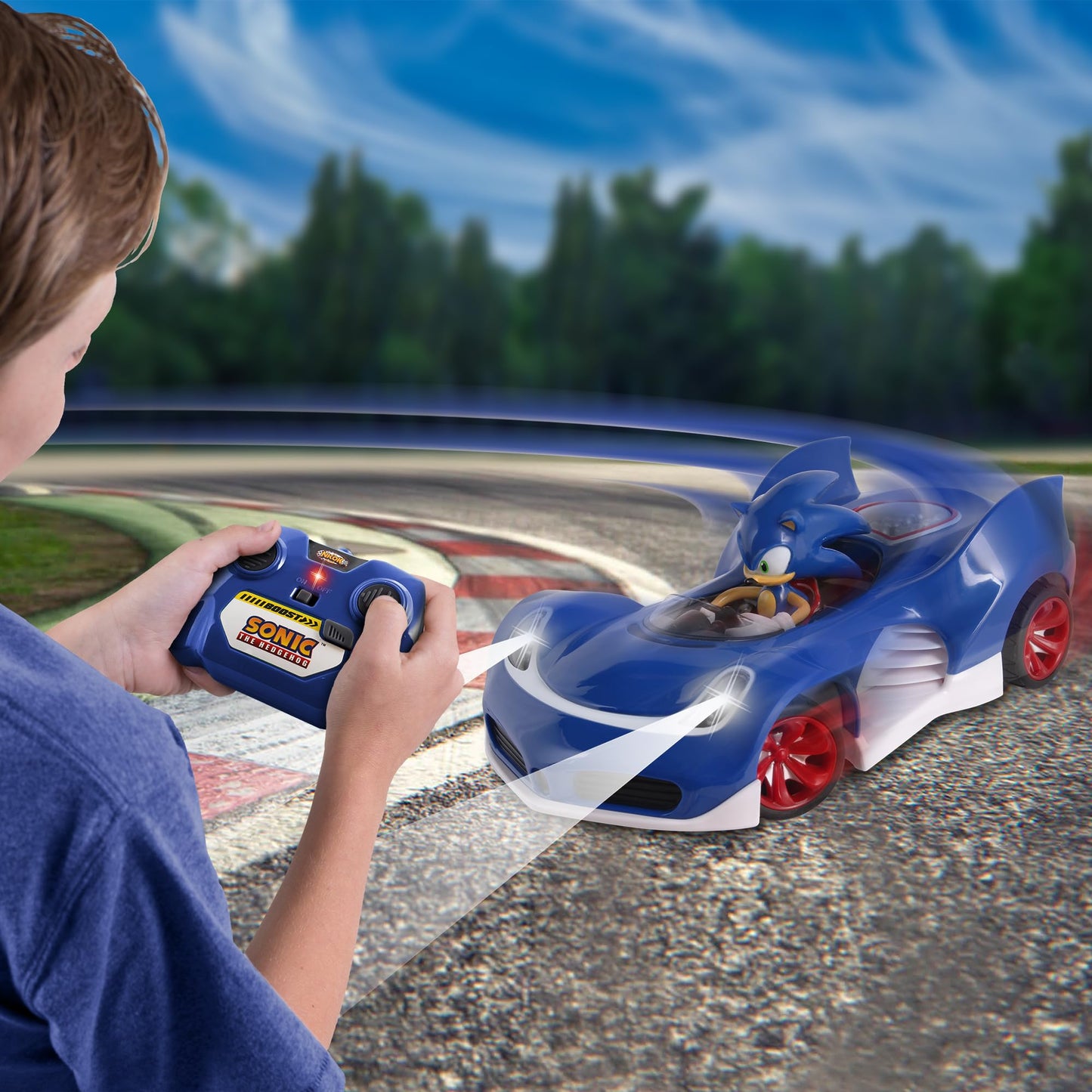 NKOK RC Sonic SSAS R2 Car with Lights – Blue | Official Sonic Remote Control Vehicle