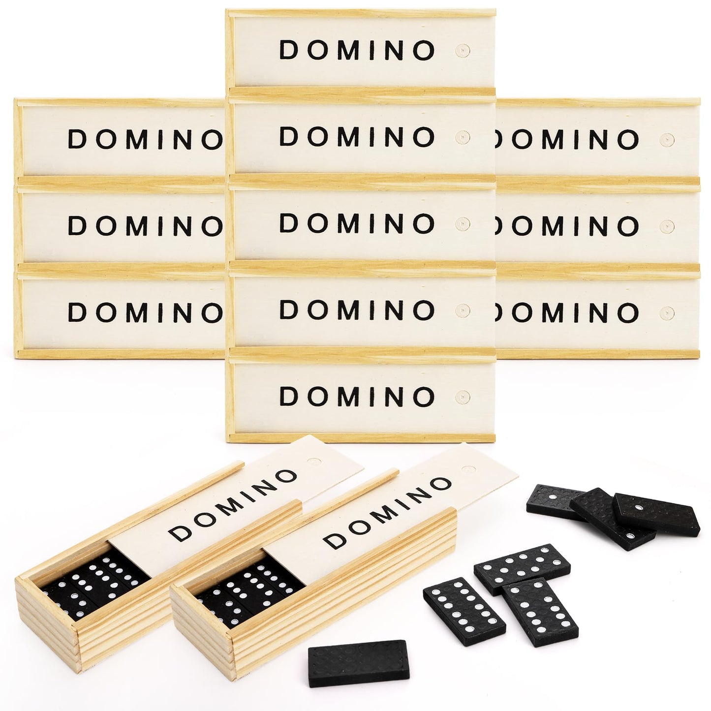 Noamus 30 Pack Mini Wooden Dominoes Set – Double 6 Dominoes with Wooden Case & Instructions
