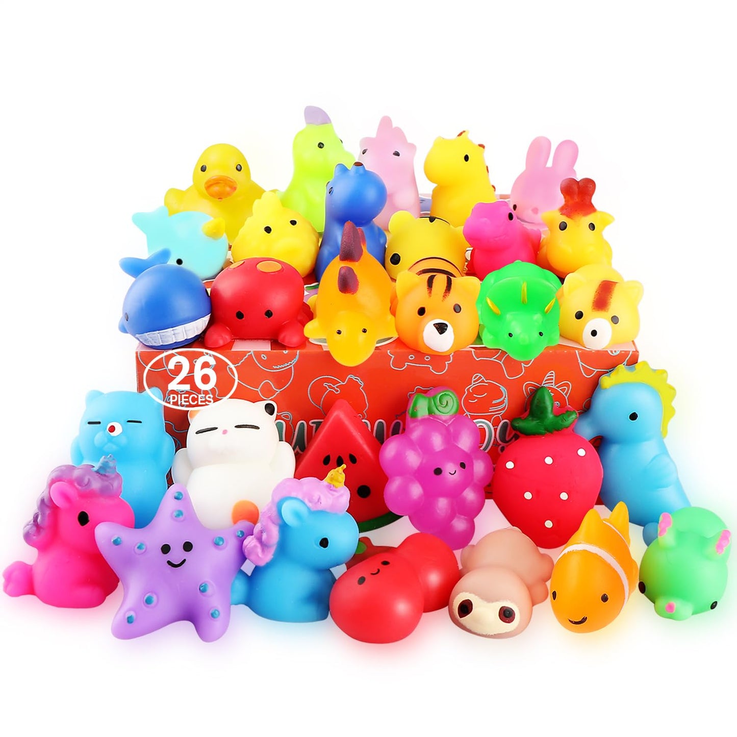 nobasco Squishies 26-Pack Mochi Toys – Kawaii Cat Squishies, Slow-Rising Animal Toys, Party Favors
