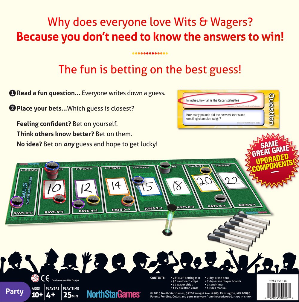 Wits & Wagers Deluxe Board Game by North Star Games – Award-Winning Trivia Party Game for 4+ Players