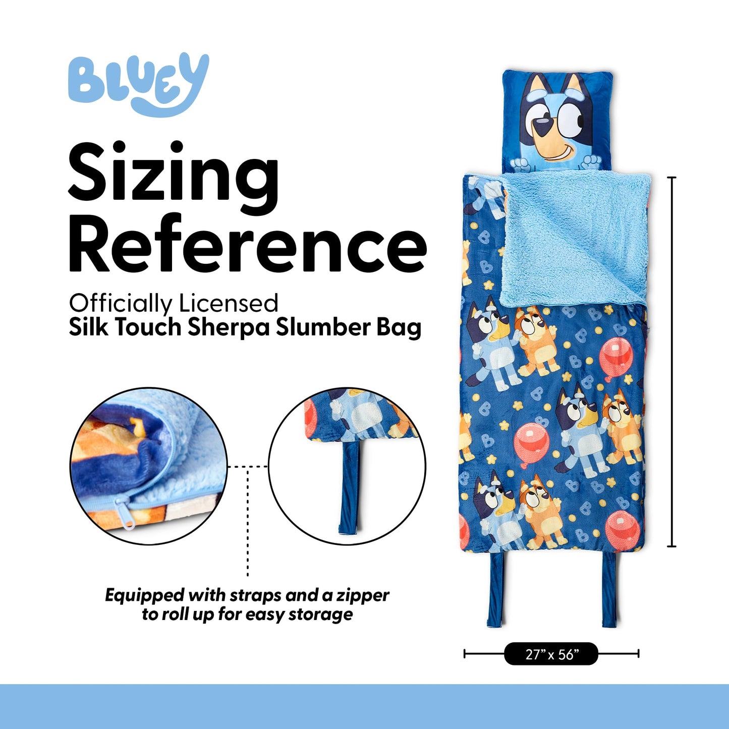Northwest Bluey B for Balloon Silk Touch Sherpa Slumber Bag with Pillow | 27x56