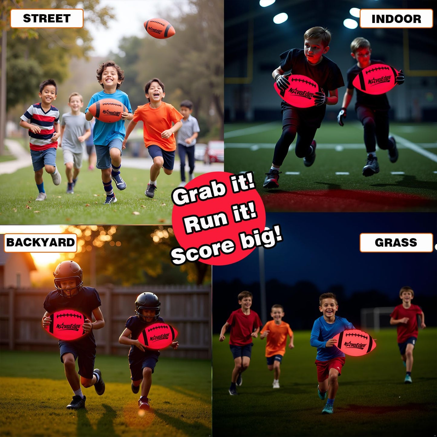 NovaEdge Glow in The Dark Football - LED Light Up Ball | USB-C Rechargeable, Junior Size 6