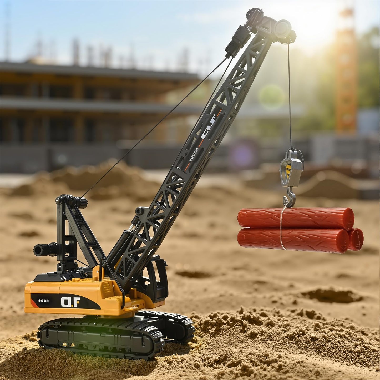 NOVAFUSION Construction Crane Toy for Boys | Rotatable Workbench & Liftable Arm