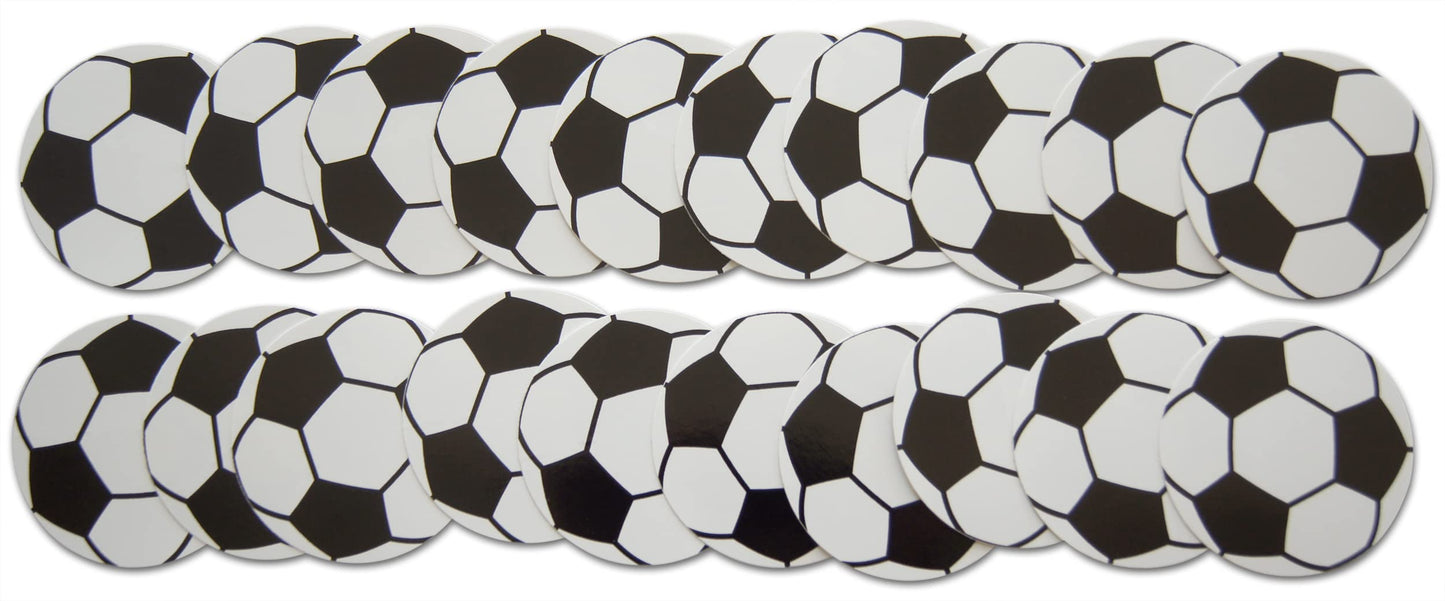 Novel Merk Soccer Ball Vinyl Stickers – 20-pack 2-inch Round Decals for Laptop, Water Bottle & More – Repositionable & Waterproof