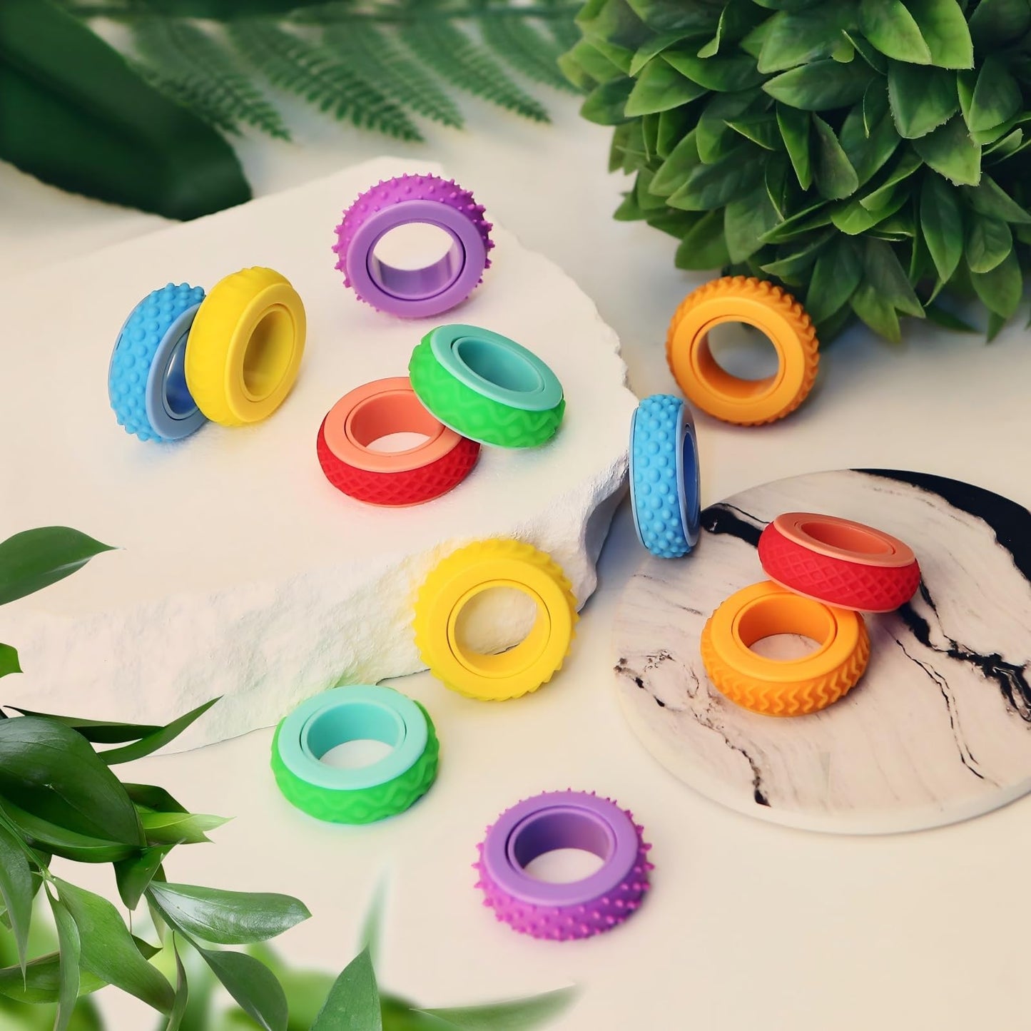 NPPN Sensory Toys Fidget Rings Pack – 12 Pcs for Focus, Anxiety, ADHD & Autism | Quiet Classroom Prizes