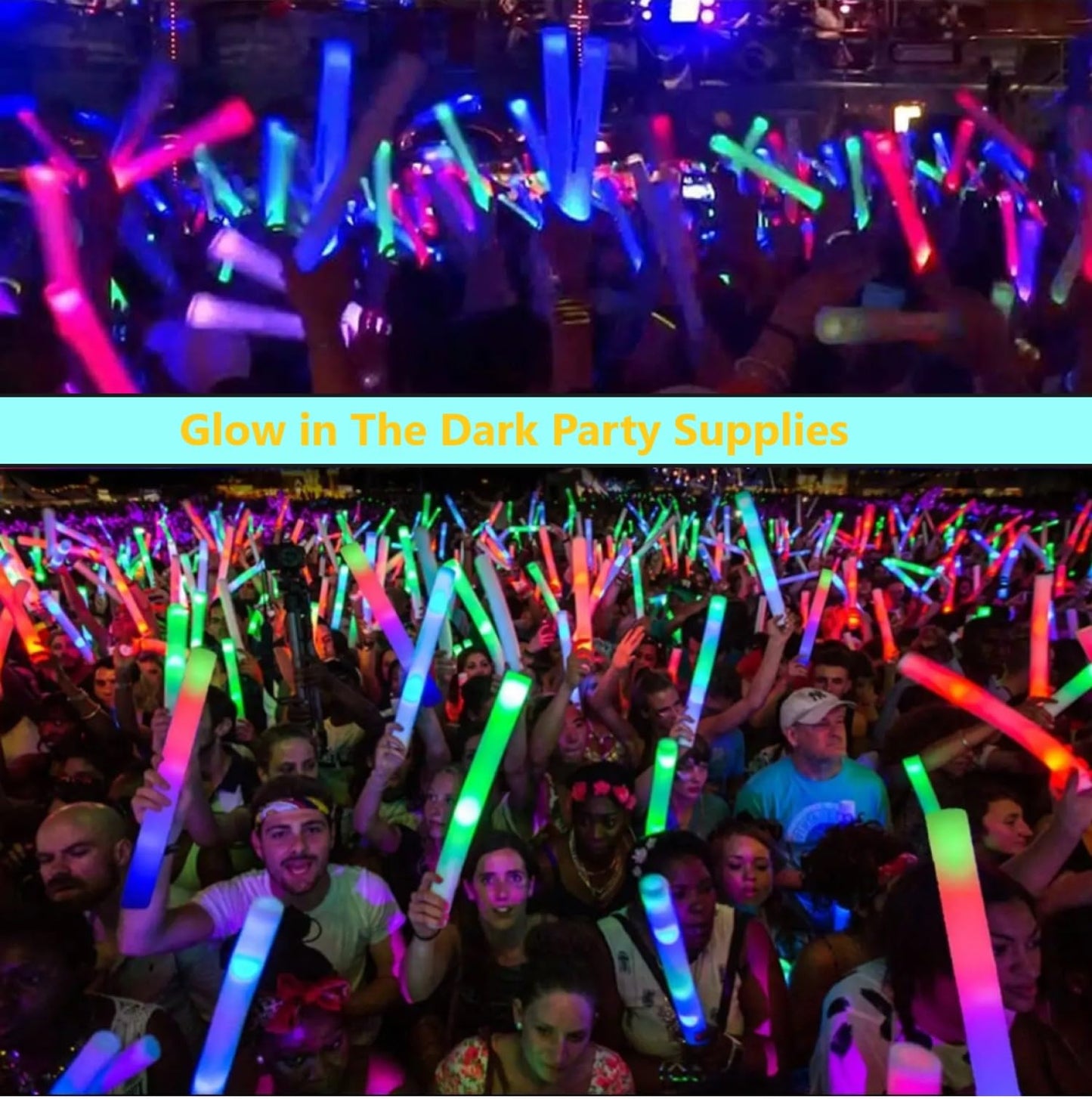 NUDALA Glow Foam Sticks Bulk – 24 Blue LED Light Up Sticks, 3 Modes