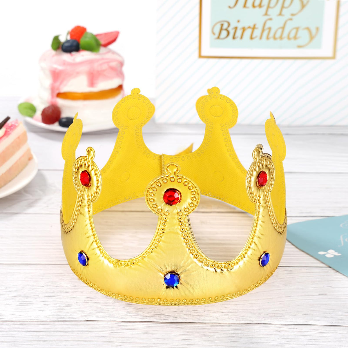 NUOBESTY Golden King Crown for Kids – Adjustable 22-Inch Birthday Crown Hat