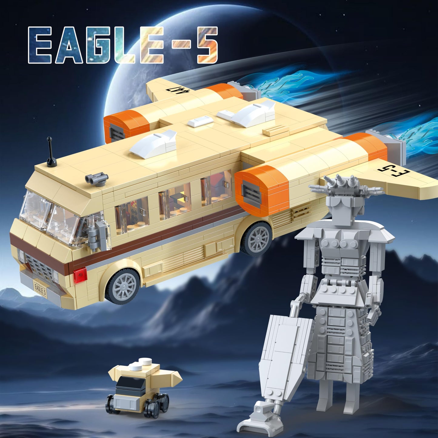 Nutain Mega Maid Spaceballs Eagle 5 Creative Building Kit — 1068 Pieces, LEGO-Compatible