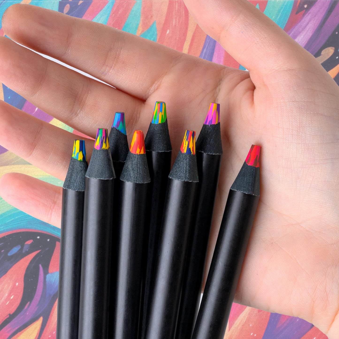 Nutty Toys Jumbo Rainbow Pencils – 8 XL Pre-Sharpened Multicolor Pencils for Kids & Adults