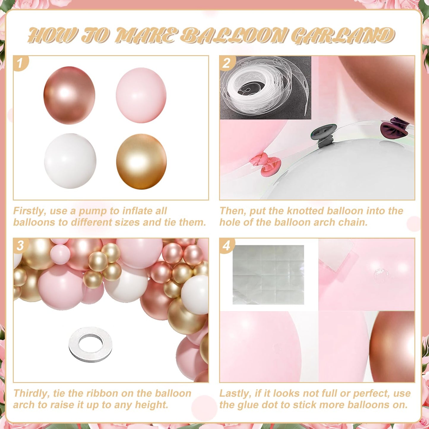 NUTTYBASH Rose Gold Pink Balloon Arch Kit 163 Pcs | Balloon Garland for Weddings & Parties