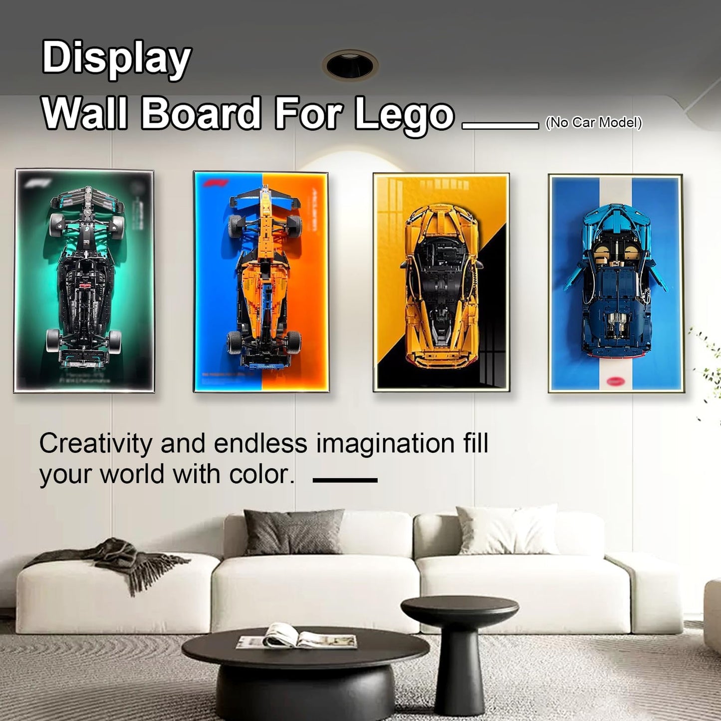 NyTfxkeJ Wallboard with LED Light for Lego Bugatti Chiron 42083 – Wall Mount Display