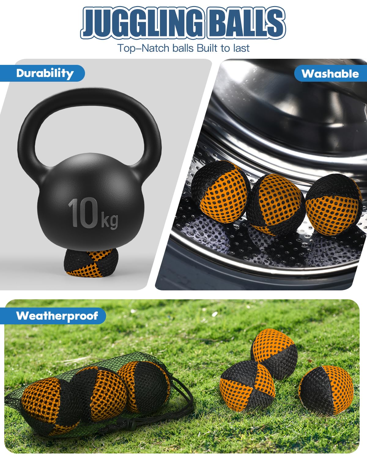 oazoxcx Juggling Balls – 3-Pack for Beginners & Pros | Durable 2.4 in, 4.2 oz