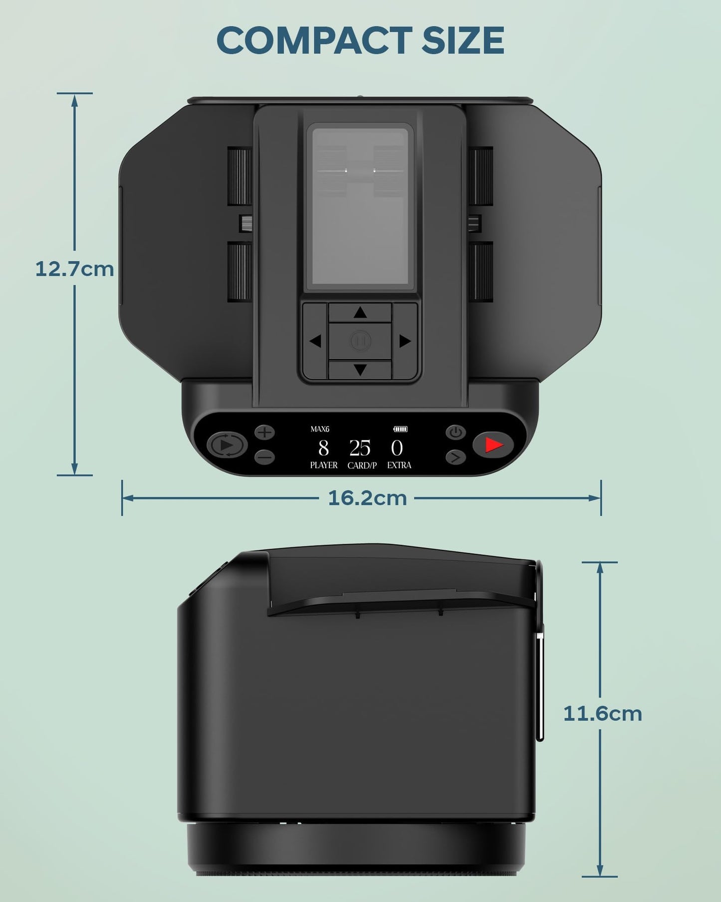 OBLITZON Automatic Card Shuffler & Dealer Machine – 360° Rotating, 1-2 Decks, 2-12 Players, Rechargeable & Quiet