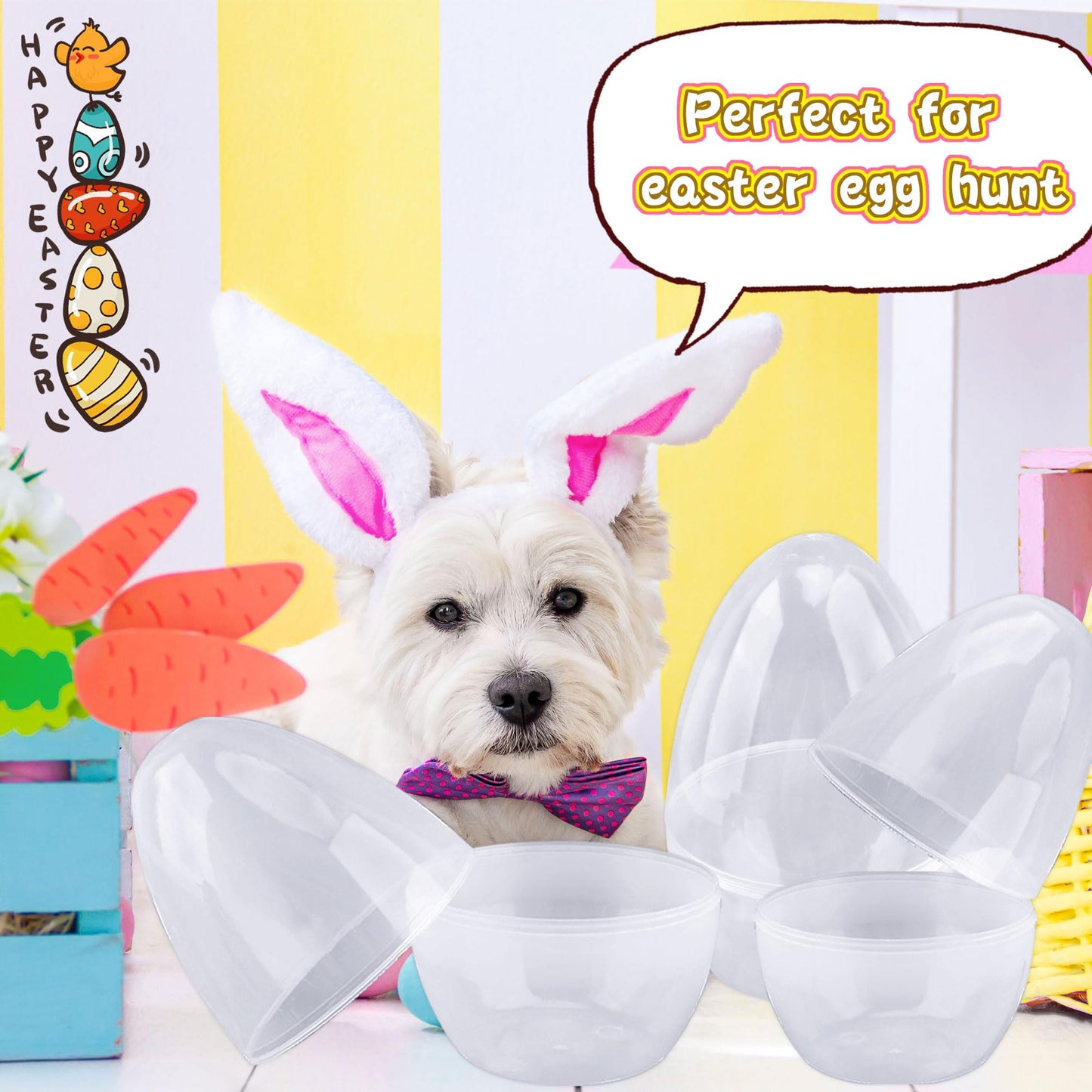 Octaday 10-Pcs Giant 10-Inch Transparent Easter Eggs – Fillable White Eggs for Easter Basket Stuffers