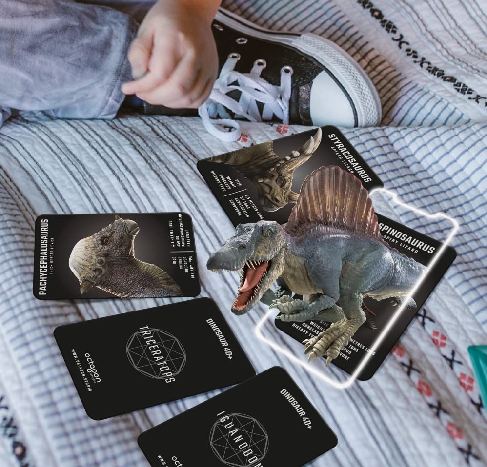 Octagon Studio Dinosaur 4D+ AR Flashcards – Interactive 3D T-Rex & 20 Prehistoric Creatures