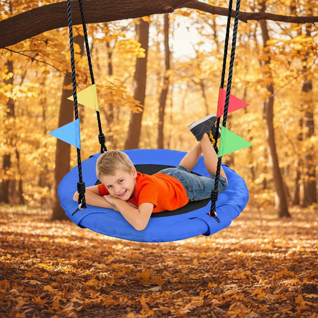 Odoland 24" Saucer Tree Swing — 660 lb Capacity, Adjustable Ropes, 900D Oxford Platform