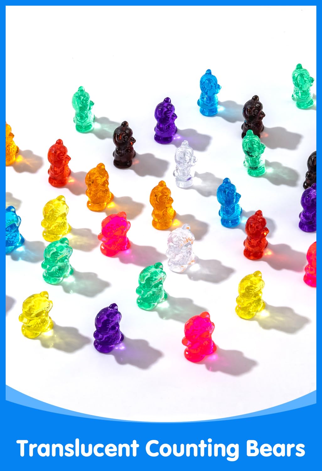 Odoorgames 100 Pcs Translucent Bear Counters – 10 Colors for Kindergarten Math & Light Table Manipulatives