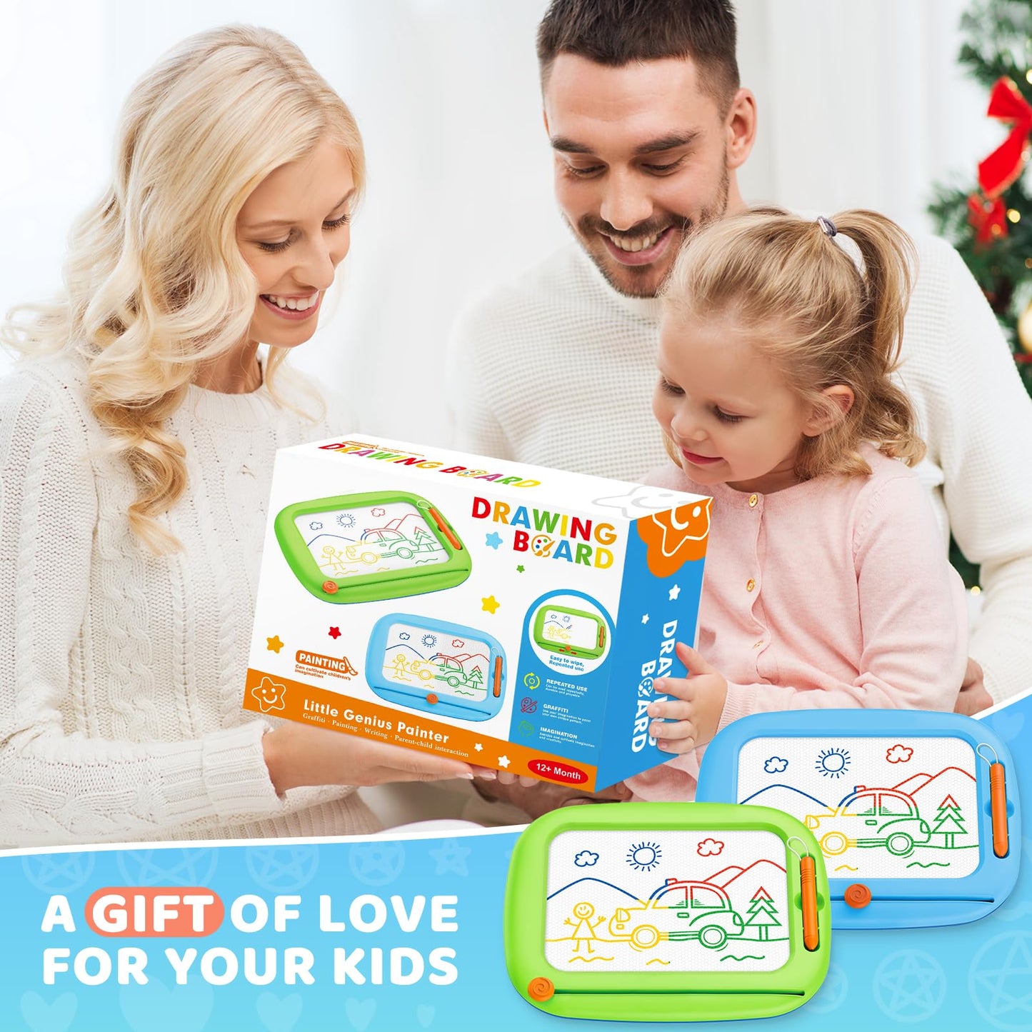 Officygnet 2 Pack Magnetic Drawing Board – 9-Inch Doodle Pad for Toddlers 1-3