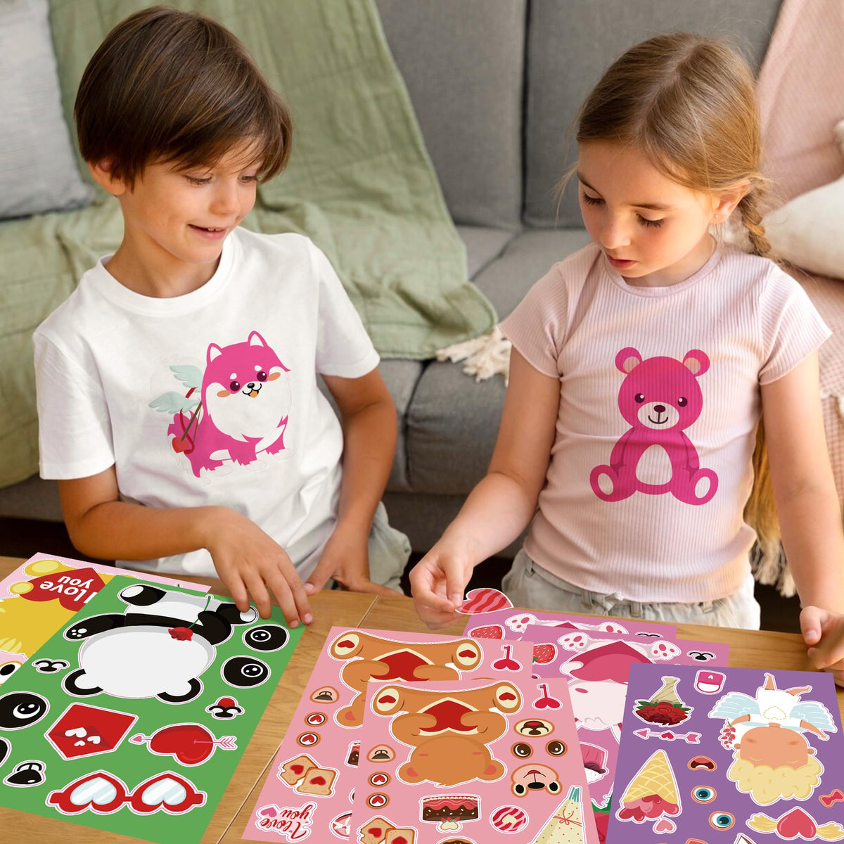 OHOME Valentines Stickers - Kids Classroom Crafts & Gifts (24 Sheets)