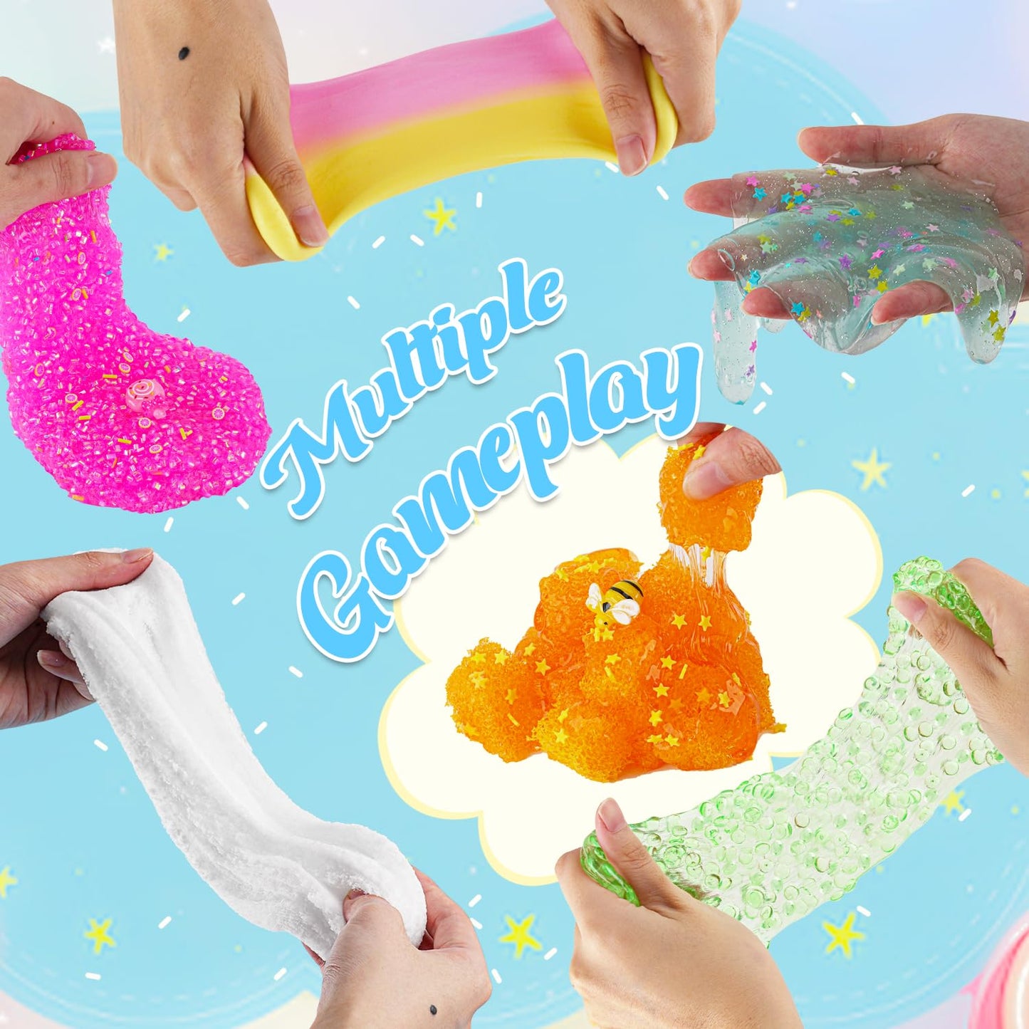 Okaybee Pink Bingsu Slime — Non-Sticky Glimmer Crunchy Sensory Slime for Kids
