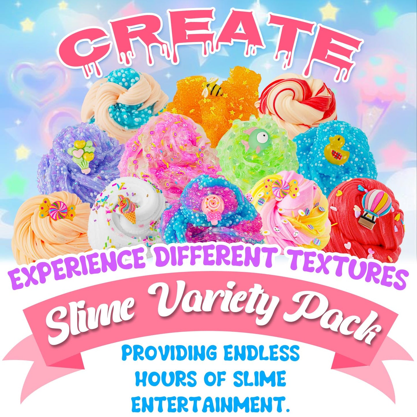 Okaybee Slime Variety Pack: 8 Textures, 8x100ml Slimes Kit for Kids & Parties