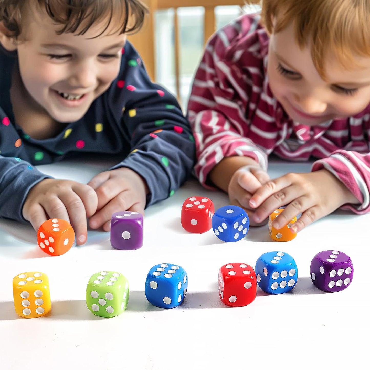 Okehlotos 16mm Standard 6-Sided Dice Set - 50 Colorful Dice for Games and Learning