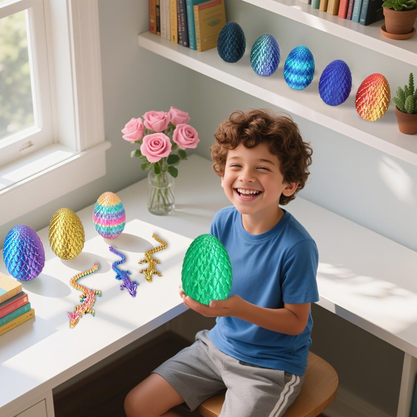 Olee Odee Small Dragon Eggs with Dragon Inside – 3D Printed Fidget Toy Sky Blue Ombre