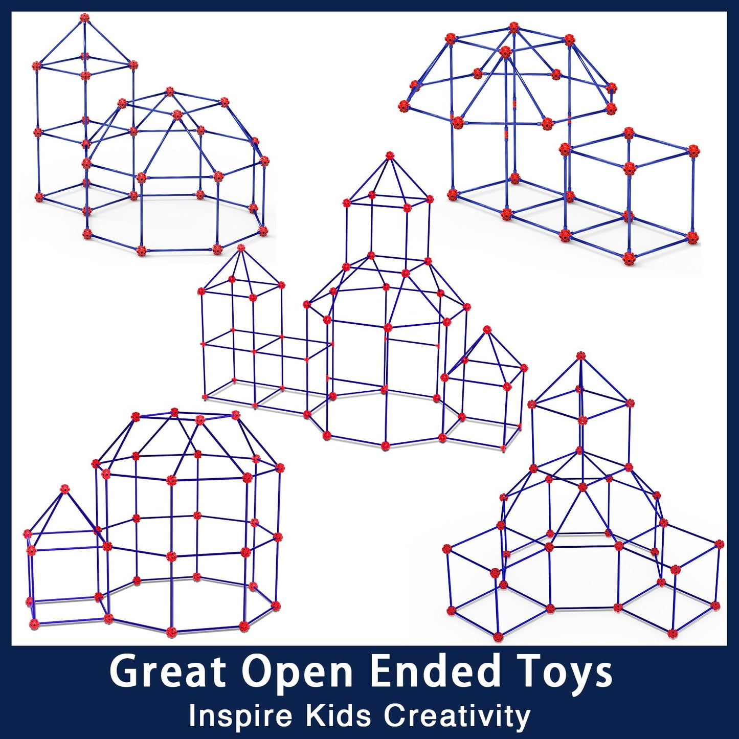 OleFun 180-Pack Fort Building Kit for Kids 4-8 | Creative STEM Toys for Castles, Tunnels & Play Tents