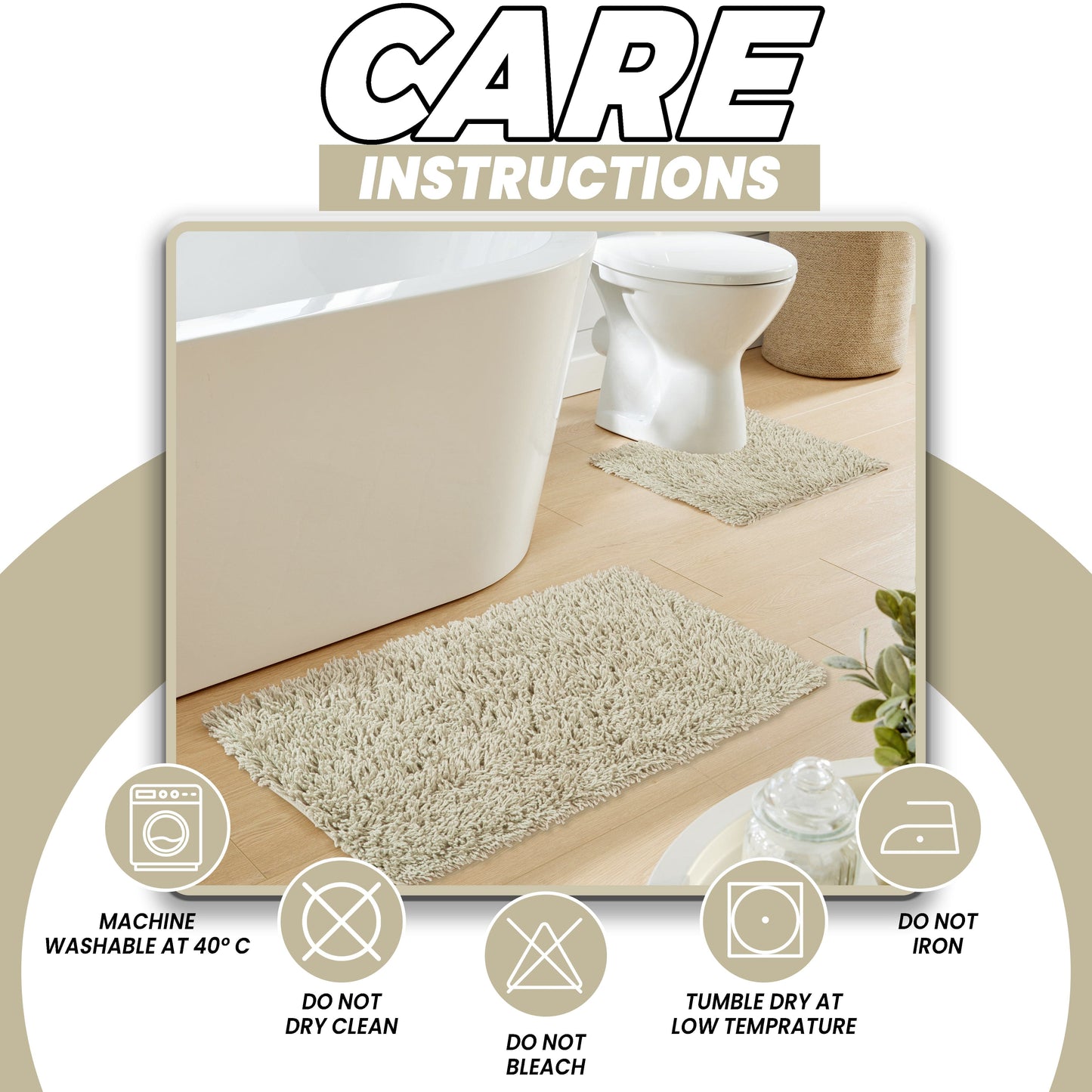 OLIVIA ROCCO Como 2-Piece Natural Bath Mat And Pedestal Set Non-Slip Super Absorbent