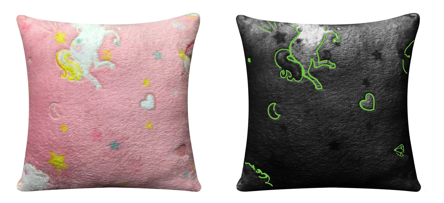 OLIVIA ROCCO Rainbow Unicorn Glow In The Dark Teddy Fleece Duvet Set For Kids Super Soft