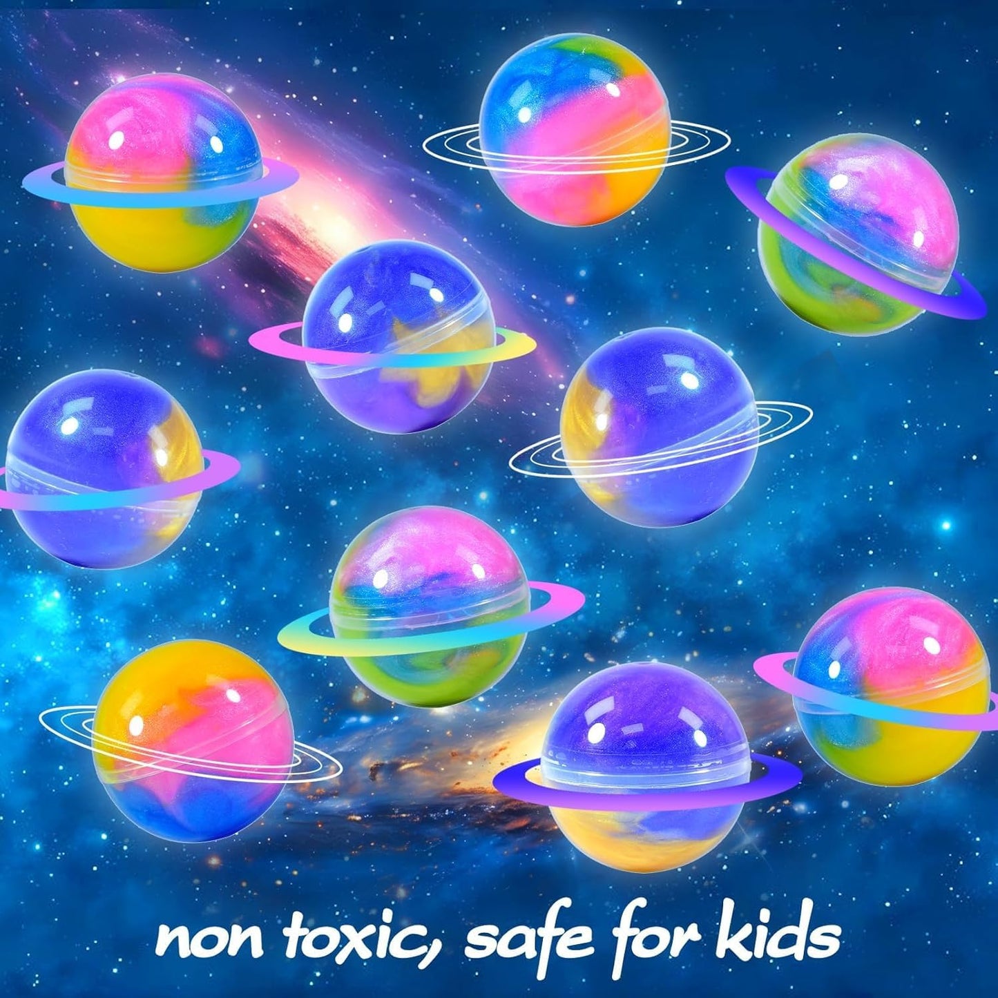 Olixmlya Galaxy Slime Balls 24-Pack – Valentine Party Favors for Kids