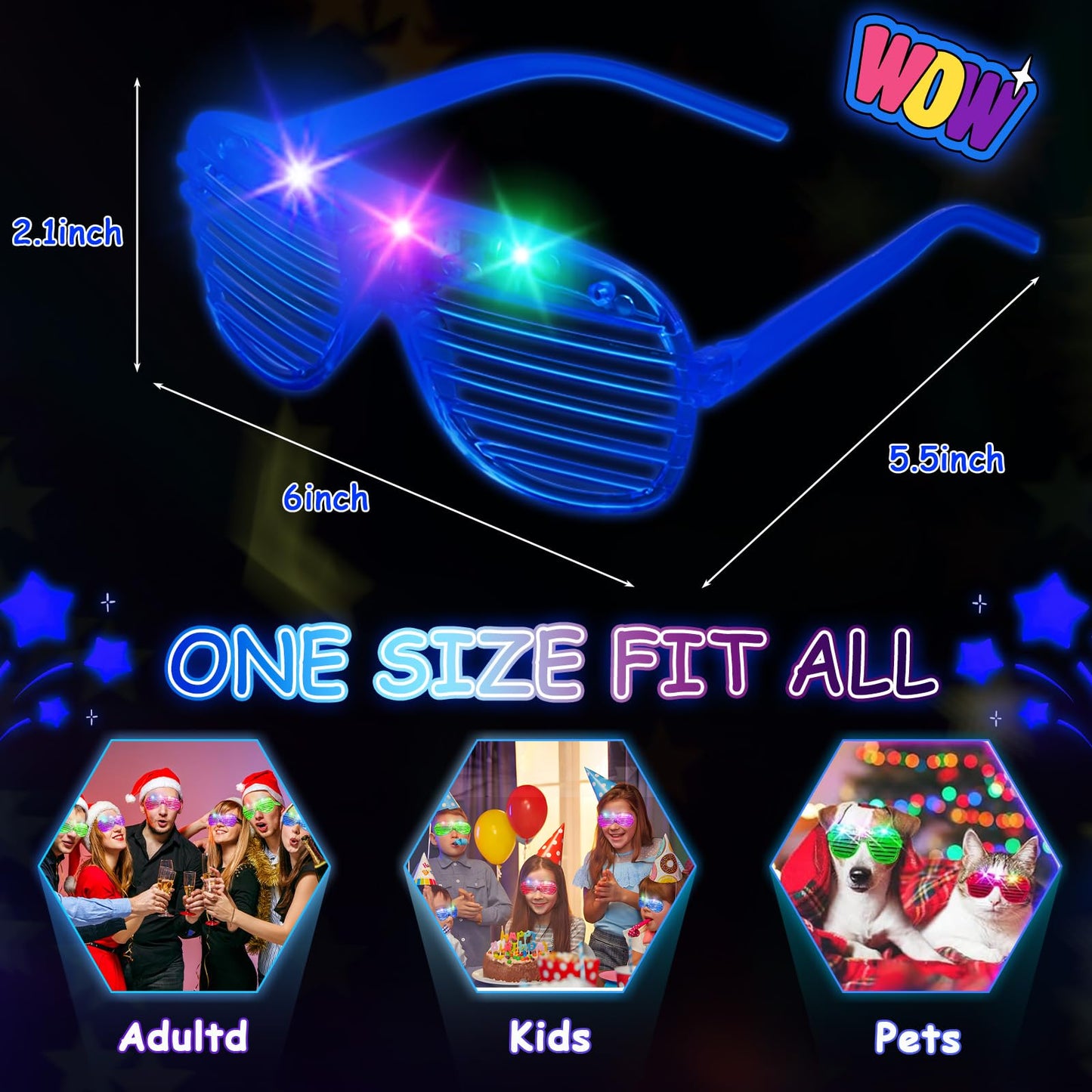 OLUPP 84 PCS LED Glasses – 5 Colors, 3 Light Modes, Glow-in-the-Dark Party Glasses