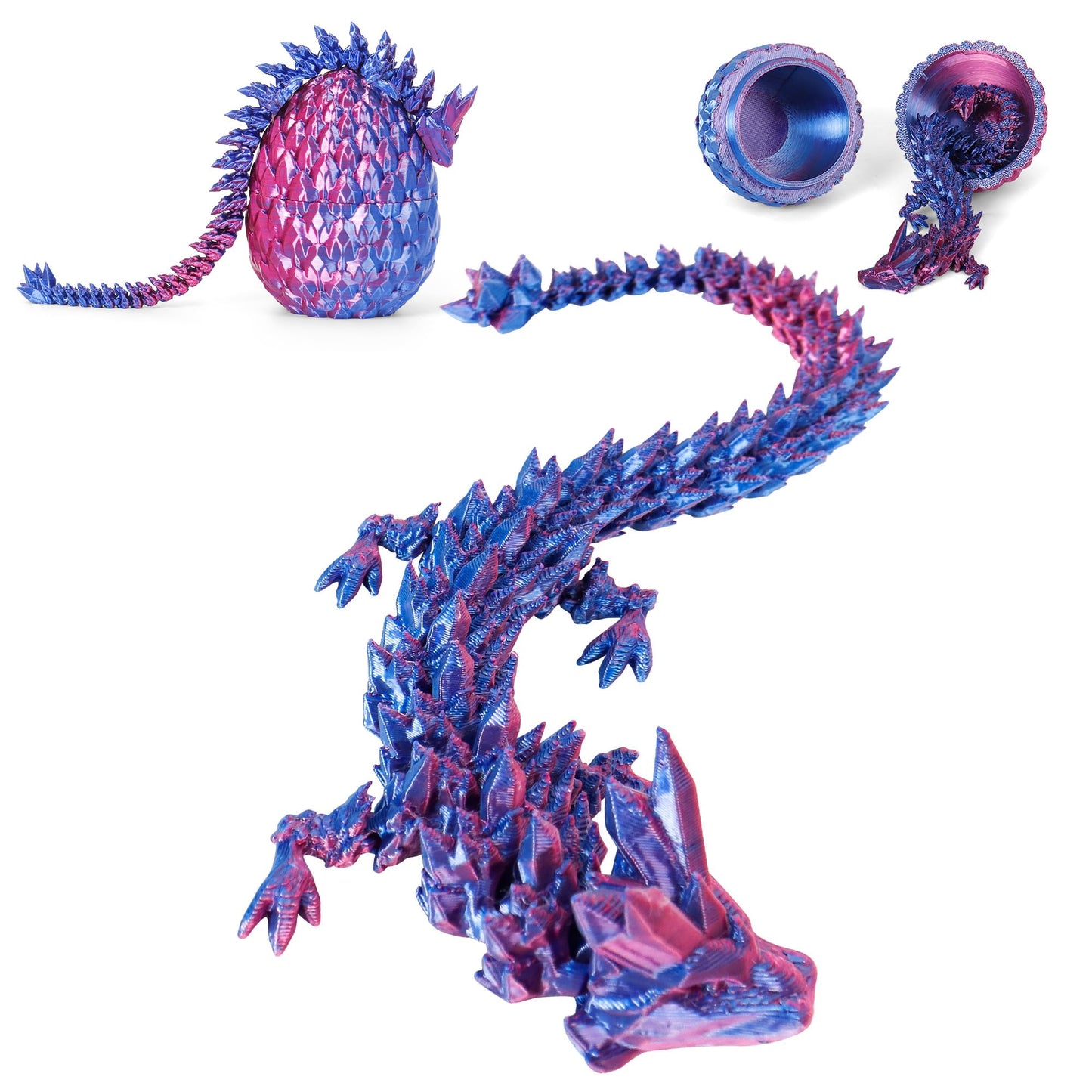 ONEVIVE 3D Printed Dragon Egg Toy (6 Pack) – Articulated Crystal Dragons