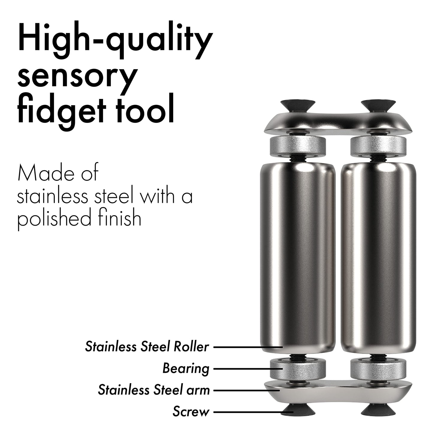 ONO Roller - Stainless Steel Handheld Fidget Toy for Stress Relief, Focus, and Portable Use